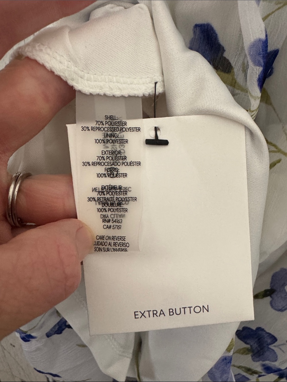 Calvin Klein White Midi Shirt Dress with Blue Floral Print - Picture 6 of 8